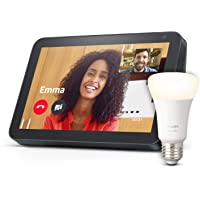 Echo Show 8- Tela de color antracita + Philips Hue Bombilla Inteligente (E27)- compatible con Alexa